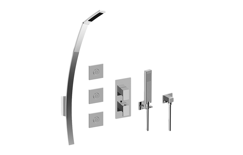 Solar M-Series Full Thermostatic Shower System w/Diverter Valve (Rough & Trim)  in Multiple Finishes