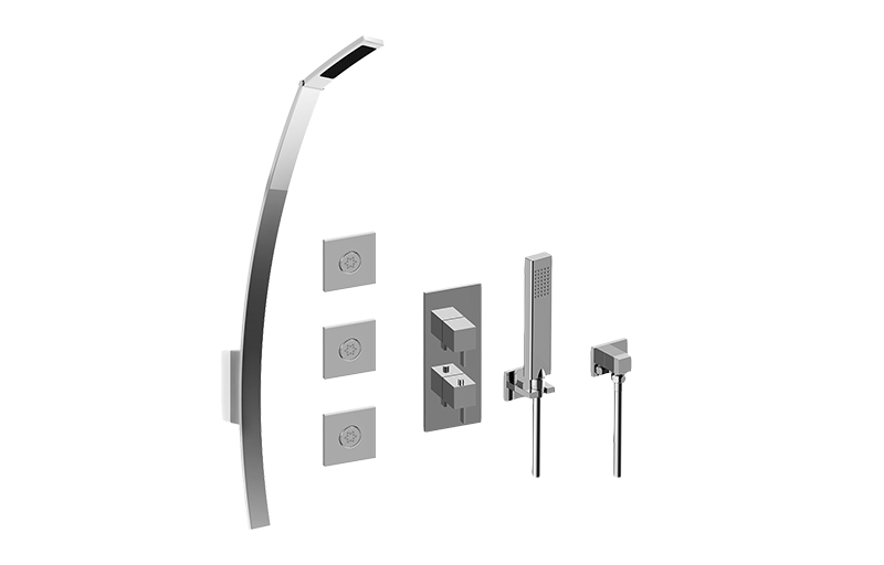 Qubic Tre M-Series Full Thermostatic Shower System w/Diverter Valve (Rough & Trim)  in Multiple Finishes