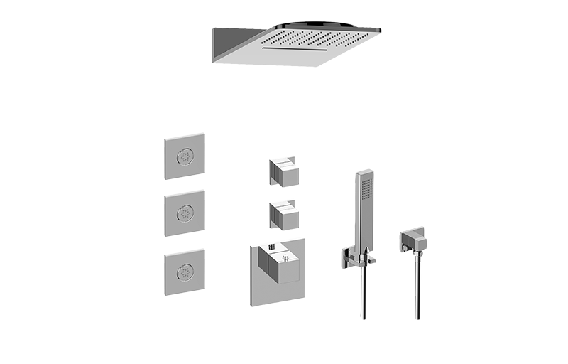 Aqua-Sense Full Square Thermostatic Shower System in Multiple Finishes