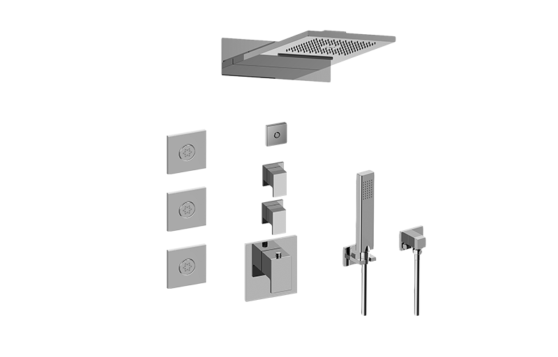 Aqua-Sense Full Square LED Thermostatic Shower System in Multiple Finishes