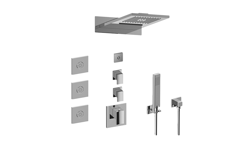 Aqua-Sense Full Square LED Thermostatic Shower System in Multiple Finishes