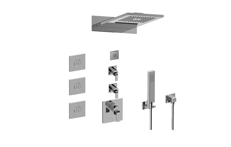 Aqua-Sense Full Square LED Thermostatic Shower System in Multiple Finishes