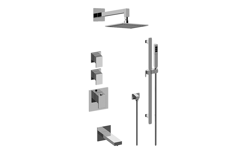 Solar M-Series Thermostatic Shower System - Tub and Shower with Handshower (Rough & Trim)  in Multiple Finishes