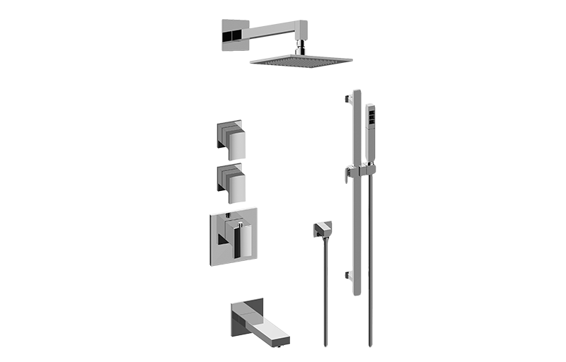 Sade/Targa M-Series Thermostatic Shower System - Tub and Shower with Handshower (Rough & Trim)  in Multiple Finishes