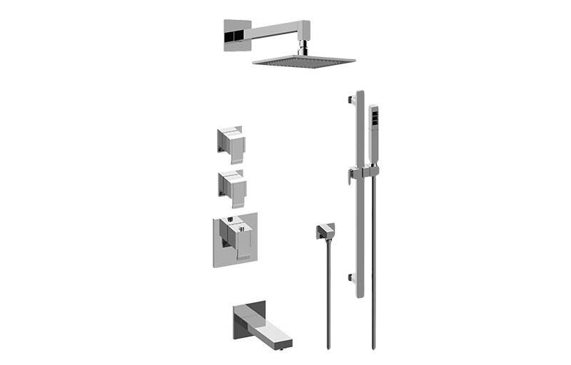Qubic M-Series Thermostatic Shower System - Tub and Shower with Handshower (Rough & Trim)  in Multiple Finishes