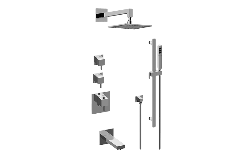 Qubic Tre M-Series Thermostatic Shower System - Tub and Shower with Handshower (Rough & Trim)  in Multiple Finishes