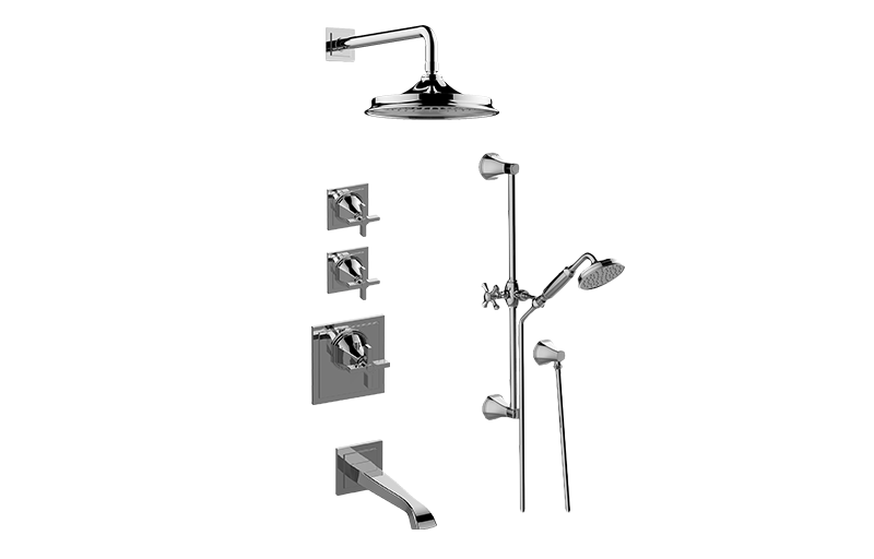 Finezza UNO M-Series Thermostatic Shower System Tub and Shower with Handshower (Rough & Trim)  in Multiple Finishes