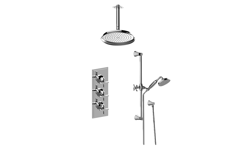 Finezza DUE M-Series Thermostatic Shower System - Shower with Handshower (Rough & Trim)  in Multiple Finishes