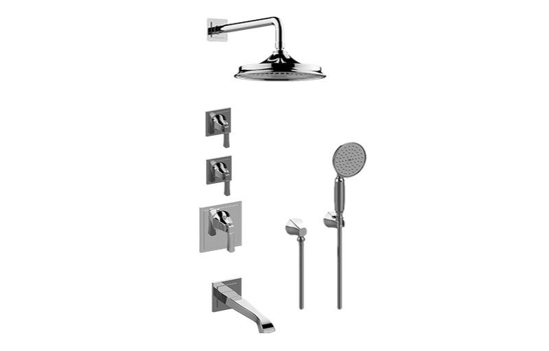 Finezza DUE M-Series Thermostatic Shower System - Tub and Shower with Handshower (Rough & Trim)  in Multiple Finishes
