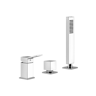 Gessi - Rettangolo - Three-hole roman tub set to be used with overflow filler
 - Chrome - 53043#031