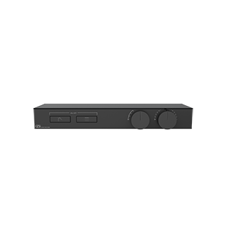 Gessi - Hi-Fi - TRIM PARTS ONLY External parts for thermostatic shelf mixer for two simultaneous functions, with push-button on/off controls. Shelf made of black frosted safety glass.
 - Chrome - 63022#031