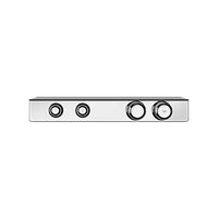 Gessi - Hi-Fi - TRIM PARTS ONLY External parts for thermostatic shelf mixer for two simultaneous functions, with push-button on/off controls. Shelf made of black frosted safety glass.
 - Chrome - 65252#031