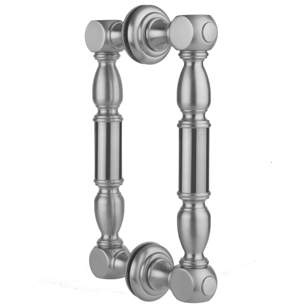 12" H20 Back to Back Shower Door Pull with Finials in Multiple Finishes