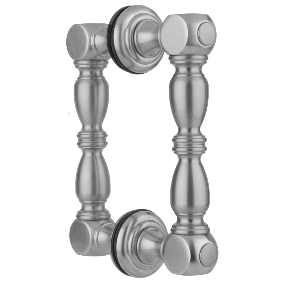 6" H20 Back to Back Shower Door Pull with Finials in Multiple Finishes