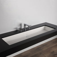 Under-counter Bathroom Sink made of solid surface with an overflow. W: 47 1/2", D: 15", H:5 3/4" - Maison&Co.