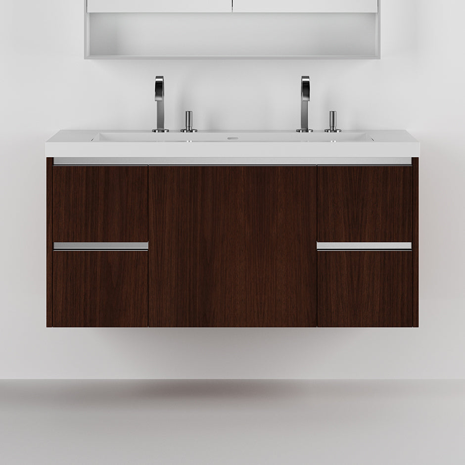 Wall-mounted undercounter vanity with a large drawer on the  center and two small drawers on left and right, washbasin #H264T separately, W: 47 3/4", D: 20 7/8", H: 22" - Maison&Co.