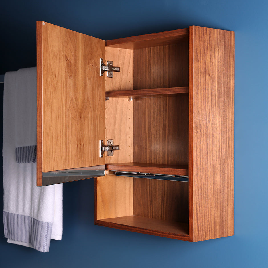 Wall-mounted storage cabinet with one door and one adjustable wood shelf, hinged left,   W: 18", D: 7", H: 24" - Maison&Co.