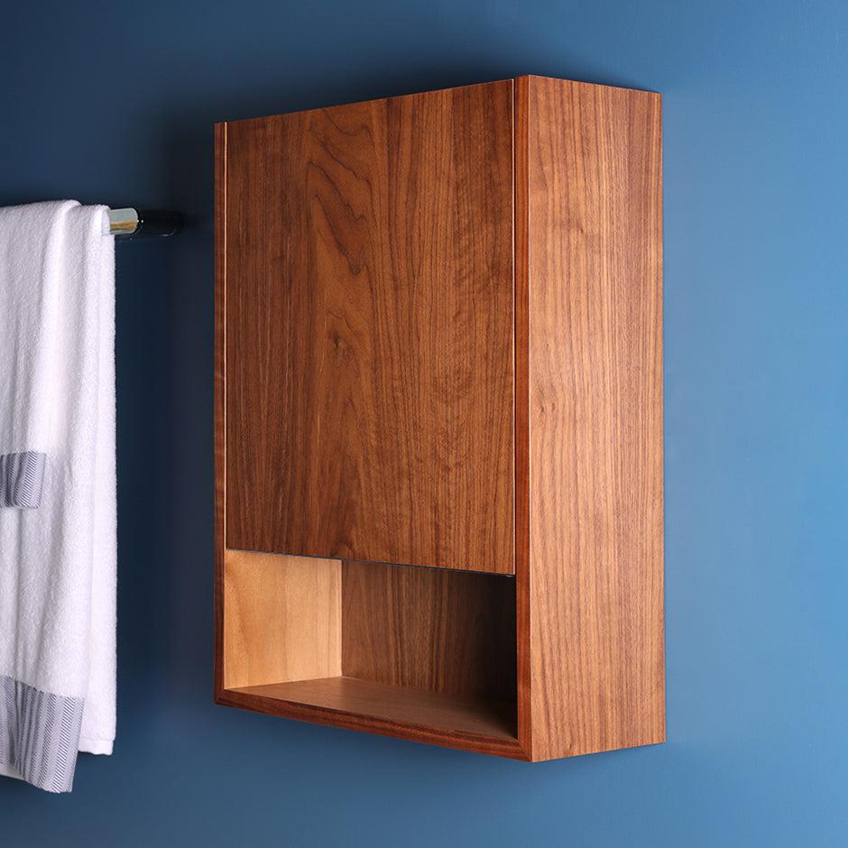 Wall-mounted storage cabinet with one door and one adjustable wood shelf, hinged right,   W: 18", D: 7", H: 24" - Maison&Co.