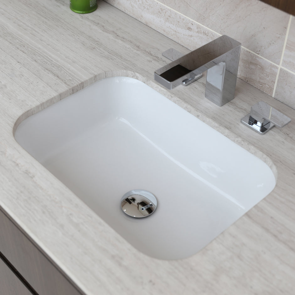 Under-counter porcelain Bathroom Sink with an overflow. W: 21” D: 15 1/4”, H: 7 1/2” - Maison&Co.