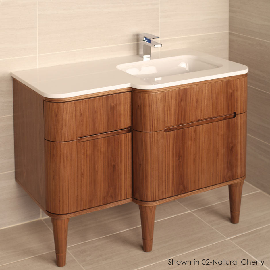 Wall-mount under counter vanity with three routed finger pull drawers . Bathroom Sink is on the right. H27 LEG, H274RT and H270 Bathroom Sink are all sold separately. W: 47 1/2", D:21 3/4", H: 22 1/4". - Maison&Co.