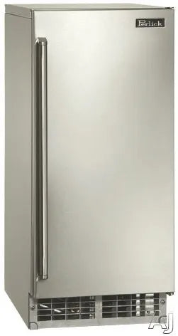 15 Inch Clear Ice Maker with 27 lb. Storage Capacity, 55 lbs. Production Capacity per 24 Hours, Front Vented and Forced Air Refrigeration System: Stainless Steel/Right Hinge Door