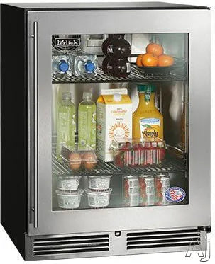 24 Inch Built-in Undercounter Refrigerator with 4.8 cu. ft. Capacity, 2 Full-Extension Shelves, Dial Controls, ADA Compliant, Optional Stacking Kit and ENERGY STAR®: Stainless Steel-Glass, Right Hinge Door Swing