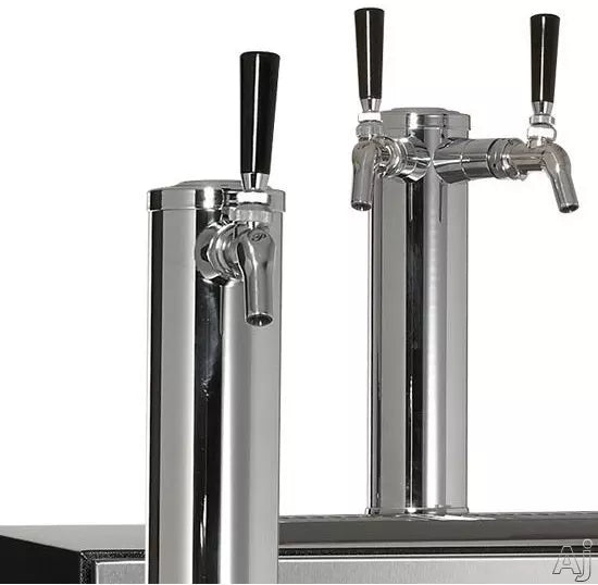 24 Inch Built-in Outdoor Beer Dispenser with 1 Quarter-Barrel or 2 Sixth-Barrel Capacity, 525-BTU Compressor and Digital Temperature Control: Stainless Steel, Right Door Swing, Dual Faucet