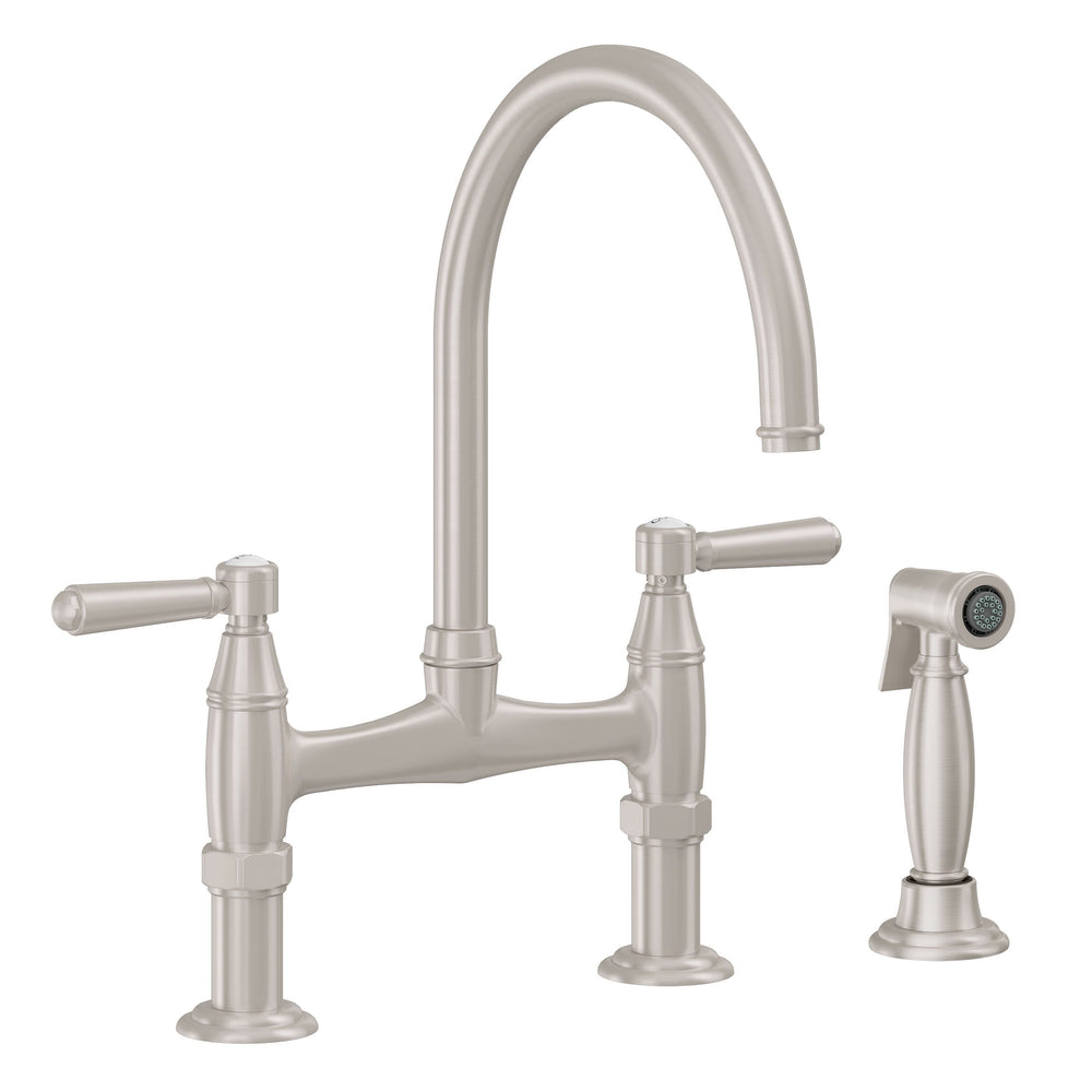 California Faucets - K10-120S-33-SN - Bridge Kitchen Faucet with Sidespray - Satin Nickel  - Davoli