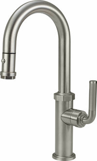 California Faucets - K30-101-KL-SN - Pull-Down Prep/Bar Faucet with Button Sprayer  - Satin Nickel  - Descanso