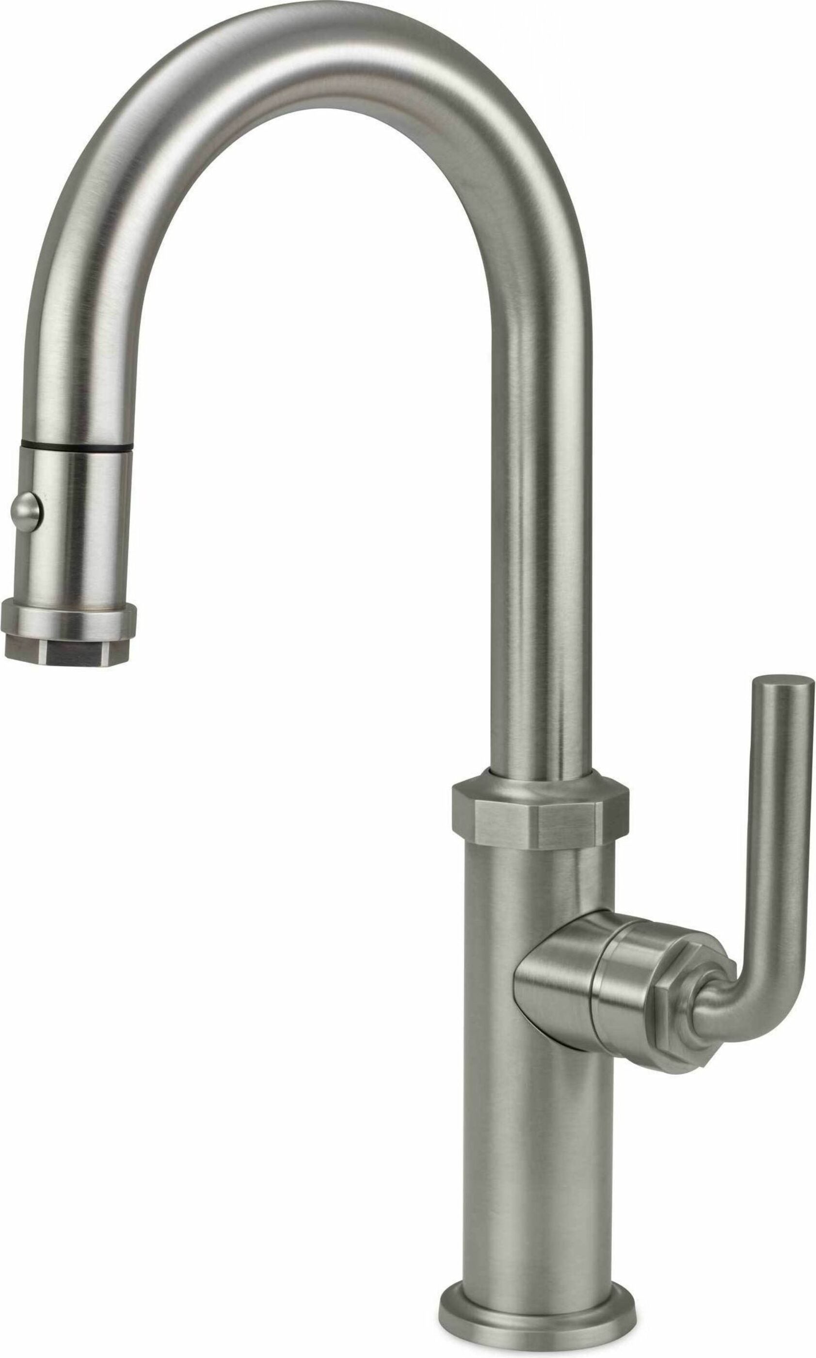 California Faucets - K30-101-SL-SN - Pull-Down Prep/Bar Faucet with Button Sprayer  - Satin Nickel  - Descanso