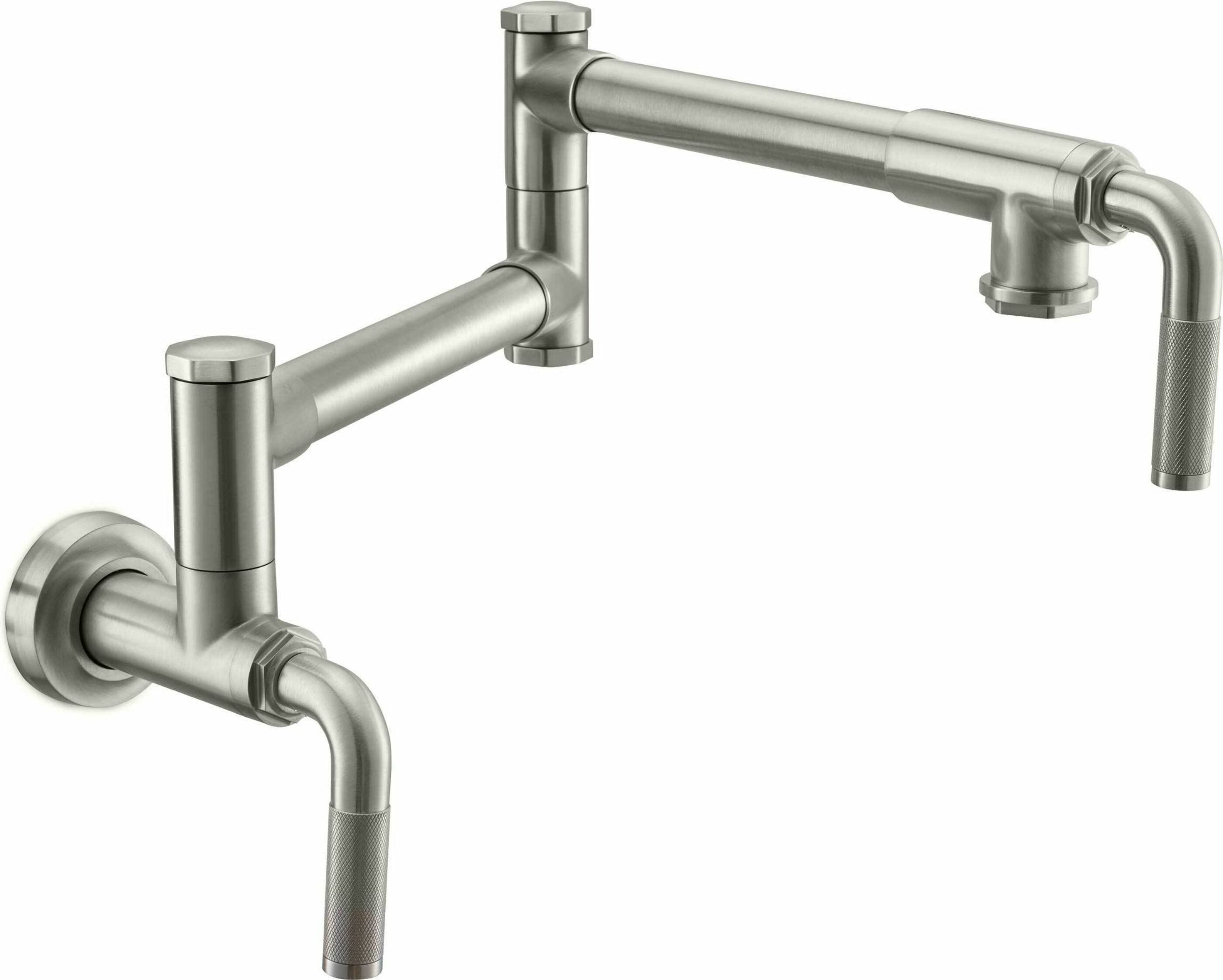 California Faucets - K30-200-KL-SN - Pot Filler - Dual Handle Wall Mount - Industrial - Satin Nickel  - Descanso