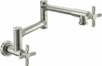 California Faucets - K30-200-KX-SN - Pot Filler - Dual Handle Wall Mount - Industrial - Satin Nickel  - Descanso