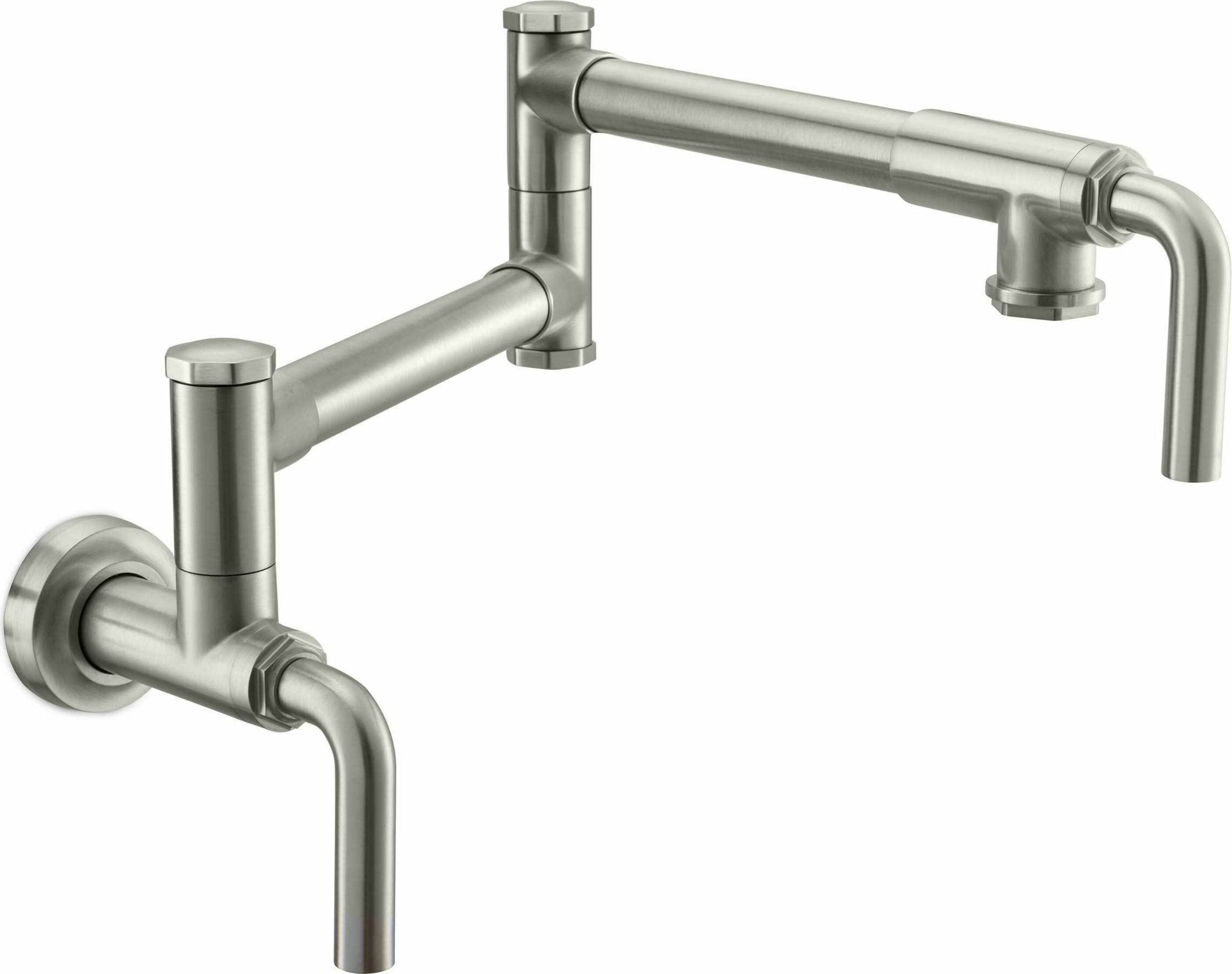 California Faucets - K30-200-SL-SN - Pot Filler - Dual Handle Wall Mount - Industrial - Satin Nickel  - Descanso