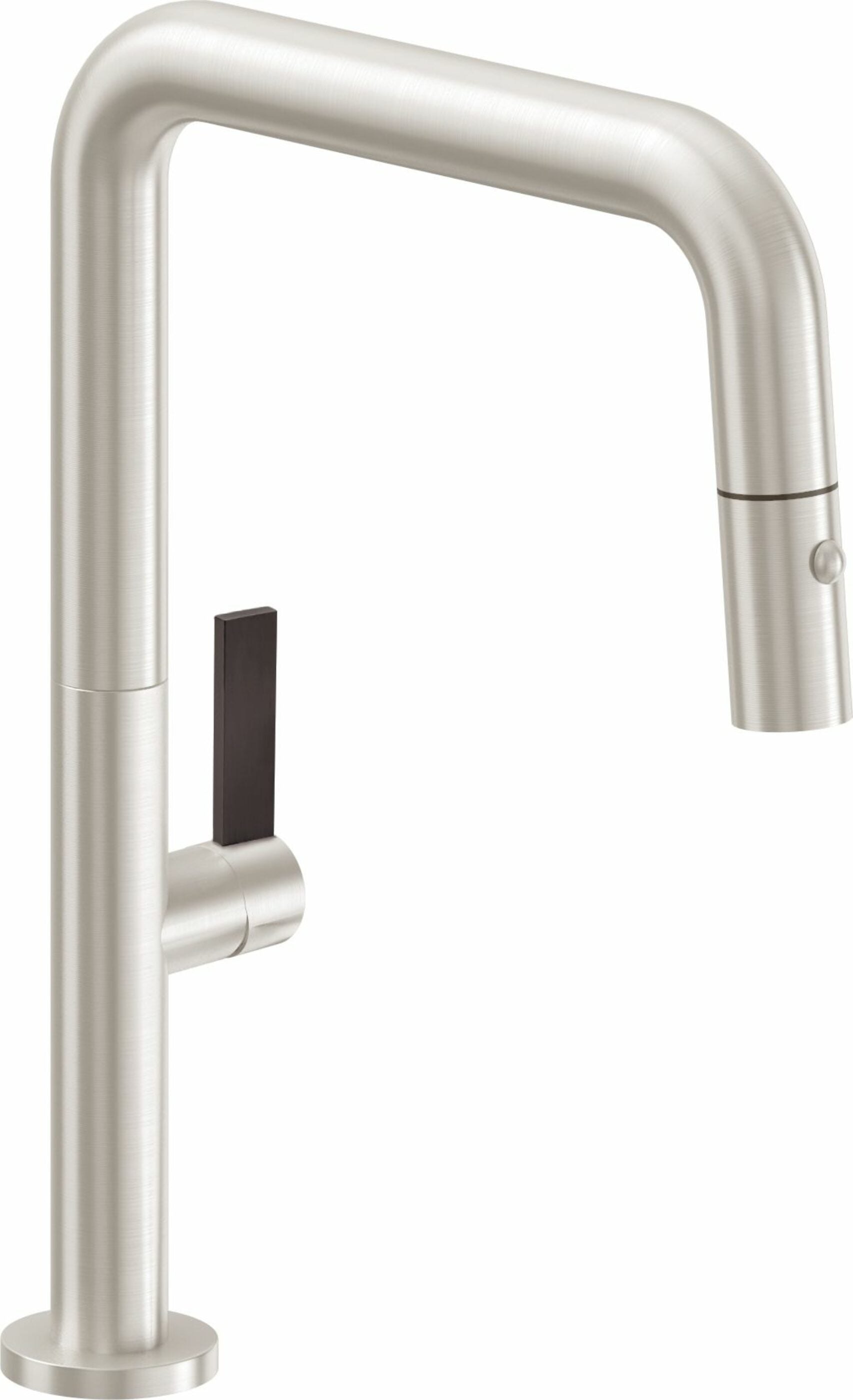 California Faucets - K50-103-BFB-SN - Pull-Down Kitchen Faucet with Button Sprayer  - Quad Spout - Satin Nickel  - Poetto