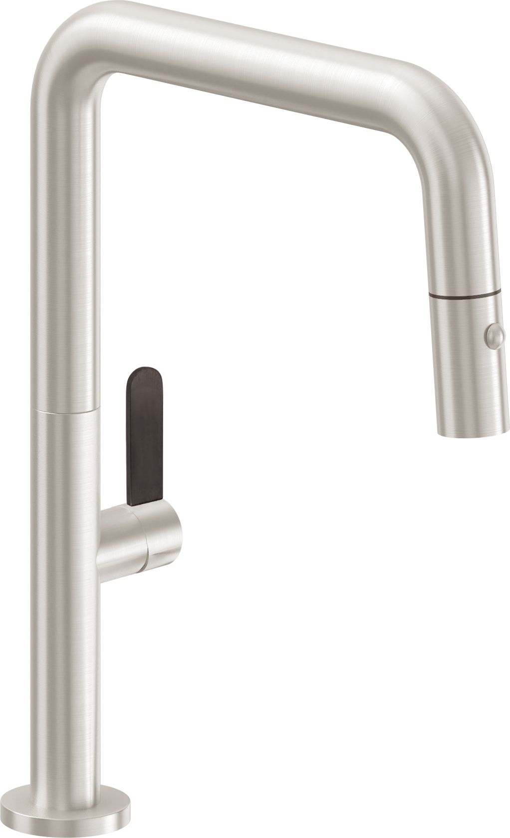 California Faucets - K50-103-BRB-SN - Pull-Down Kitchen Faucet with Button Sprayer  - Quad Spout - Satin Nickel  - Poetto