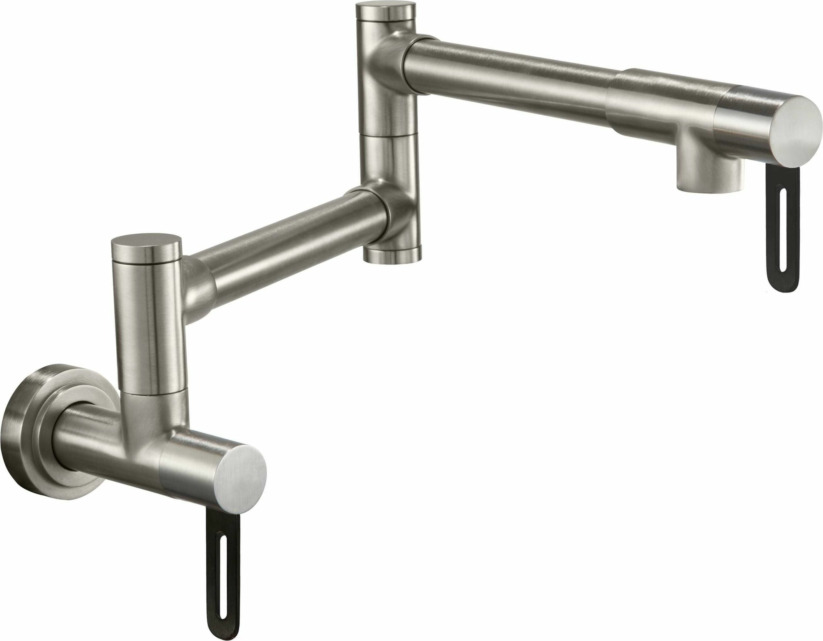 California Faucets - K50-200-BRB-SN - Pot Filler - Dual Handle Wall Mount - Contemporary  - Satin Nickel  - Poetto