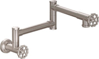 California Faucets - K81-200-WH-SN - Pot Filler - Dual Handle Wall Mount - Industrial - Satin Nickel  - Descanso Works