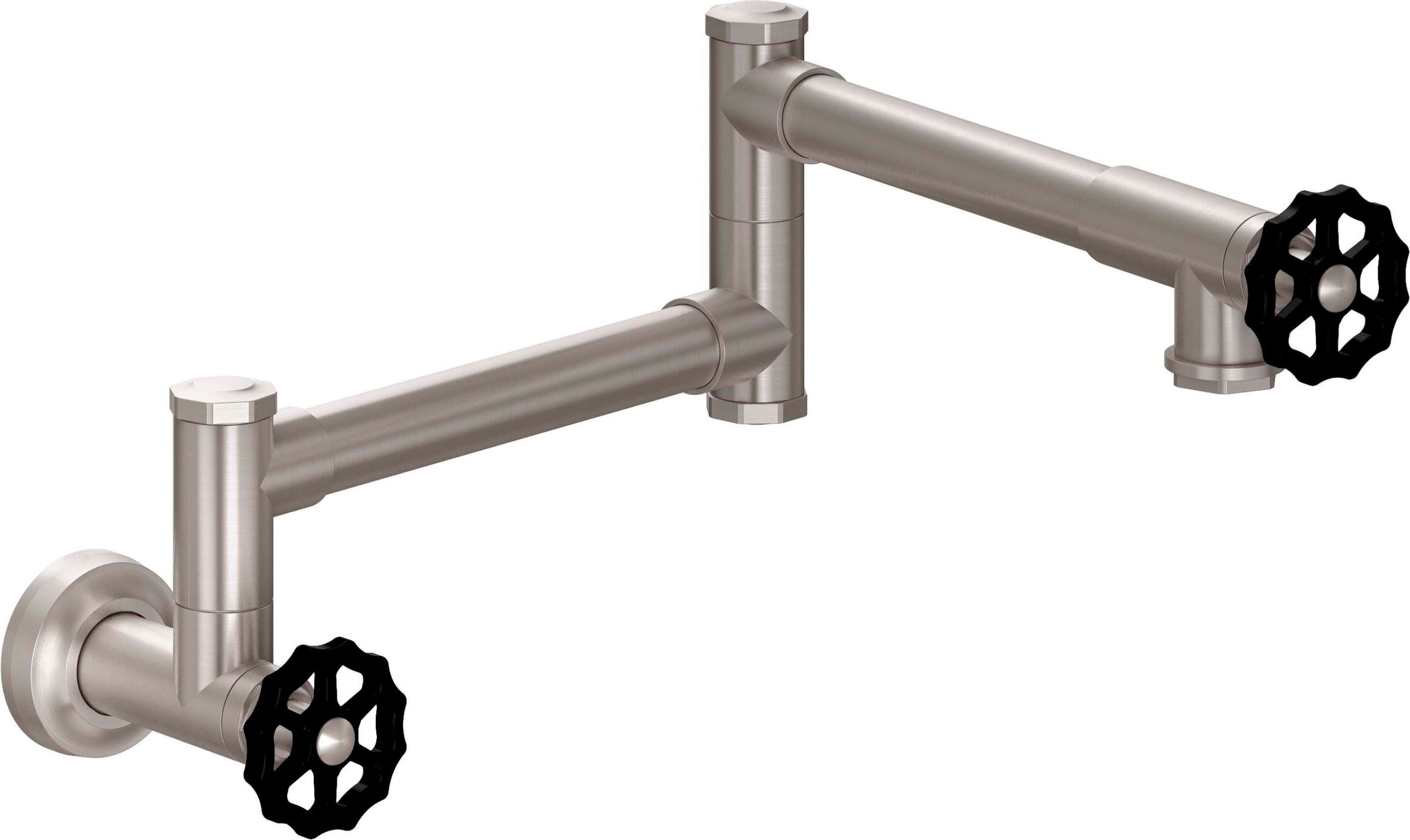 California Faucets - K81-200-BWH-SN - Pot Filler - Dual Handle Wall Mount - Industrial - Satin Nickel  - Descanso Works