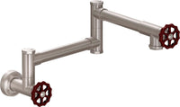 California Faucets - K81-200-RWH-SN - Pot Filler - Dual Handle Wall Mount - Industrial - Satin Nickel  - Descanso Works