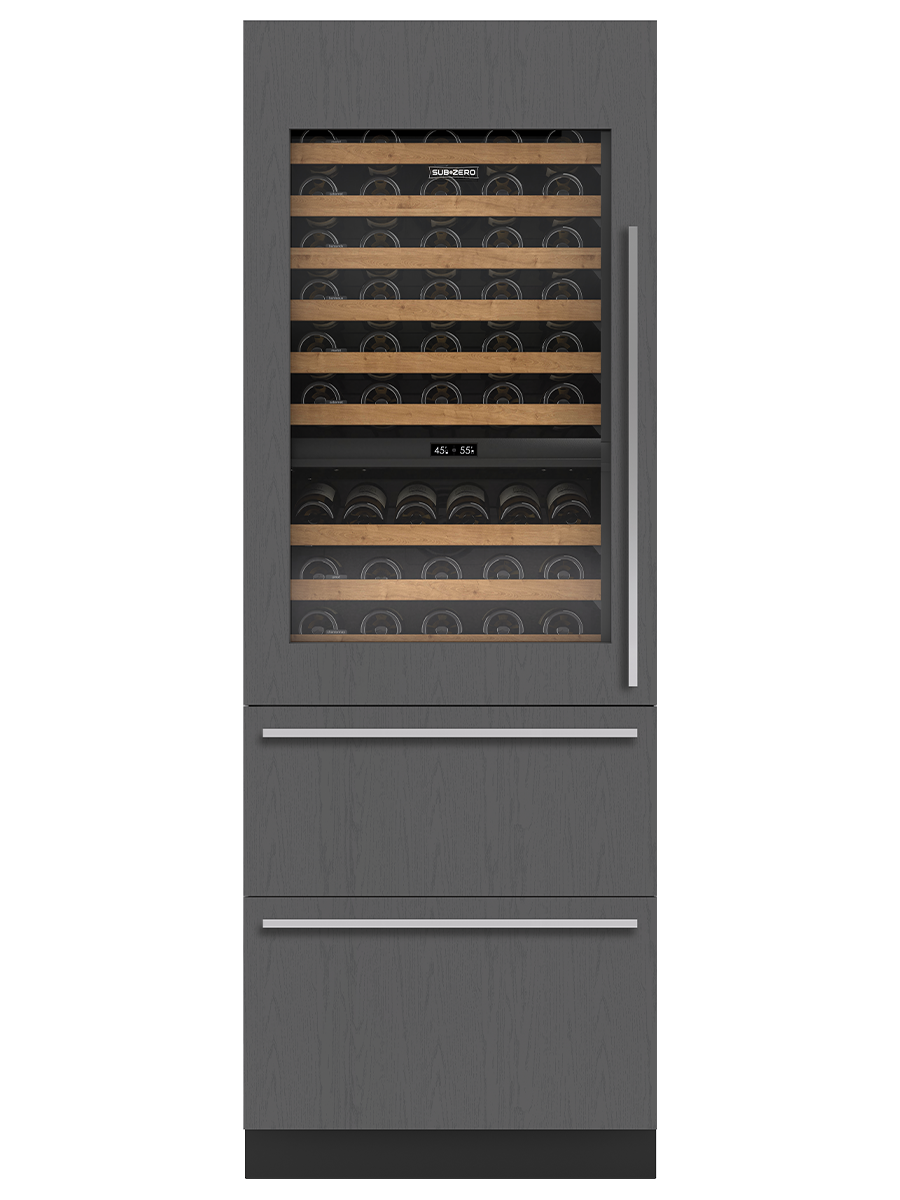 30" Designer Wine Storage With Refrigerator Drawers