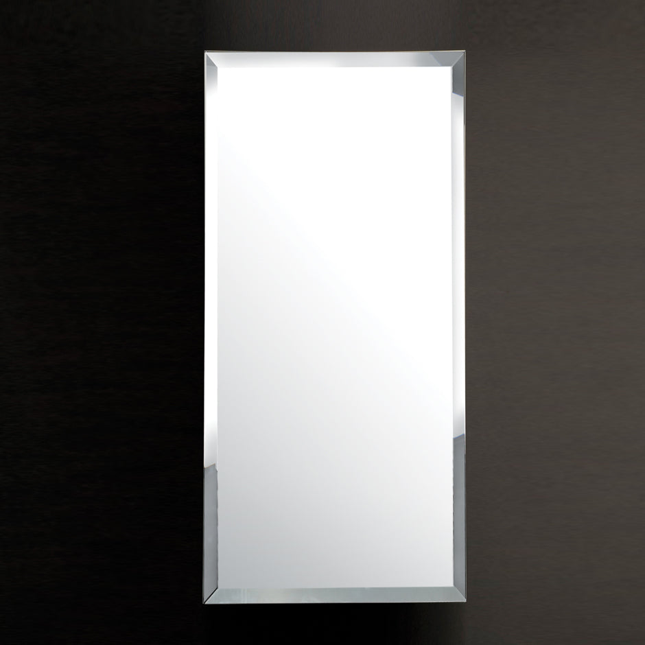 Wall- mount beveled mirror with chrome edges. W; 19", H: 34", D: 1". - Maison&Co.