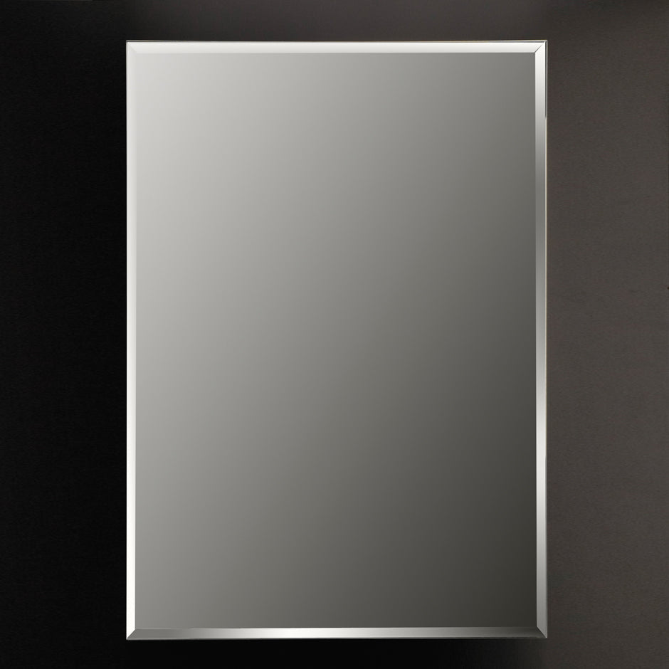 Wall- mount beveled mirror with chrome edges. W; 23", H: 34", D: 1". - Maison&Co.