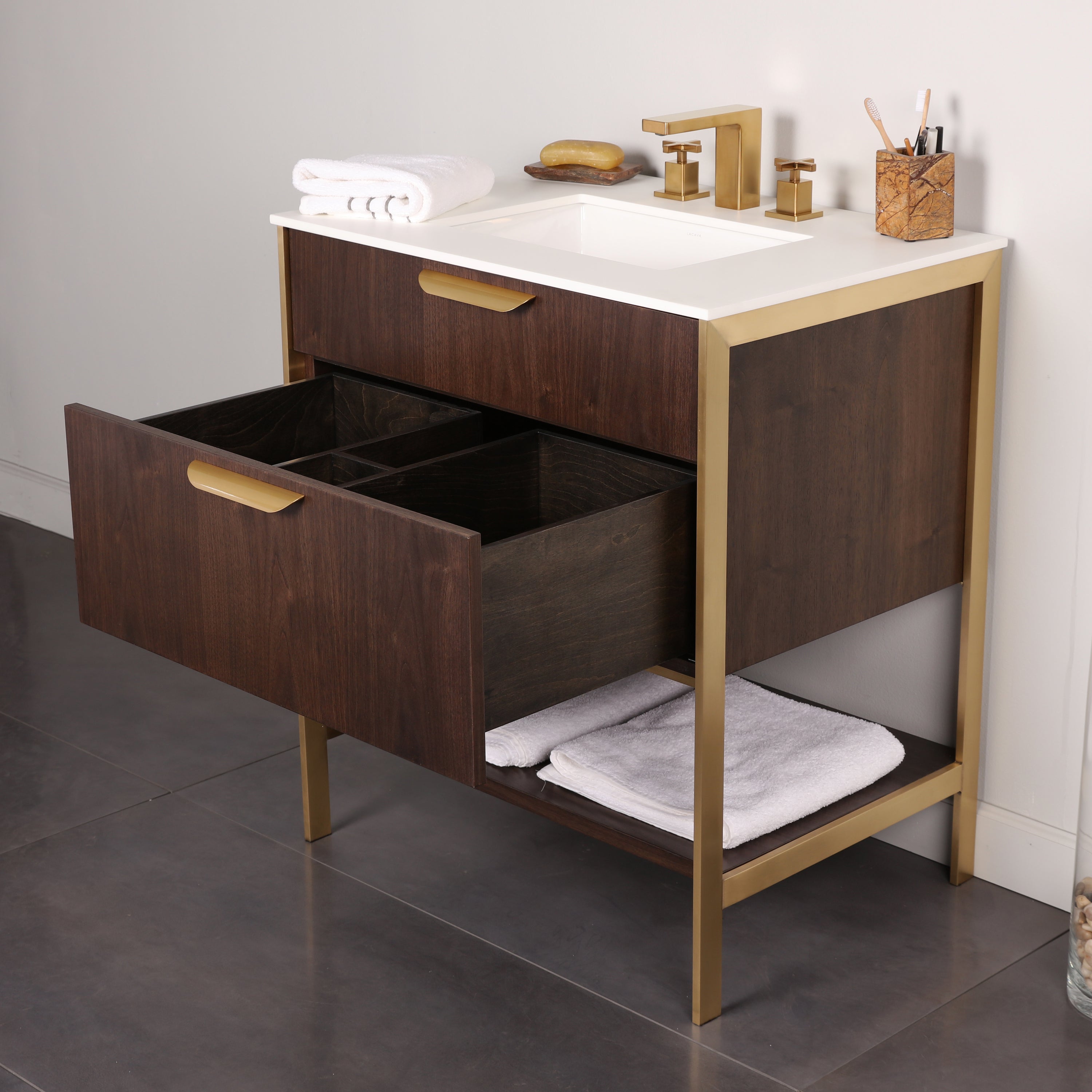 Metal frame  for free standing  under-counter vanity NAV-UN-30. Sold together with the cabinet.  W: 29 1/2", D: 21 3/4", H: 34 1/4". - Maison&Co.
