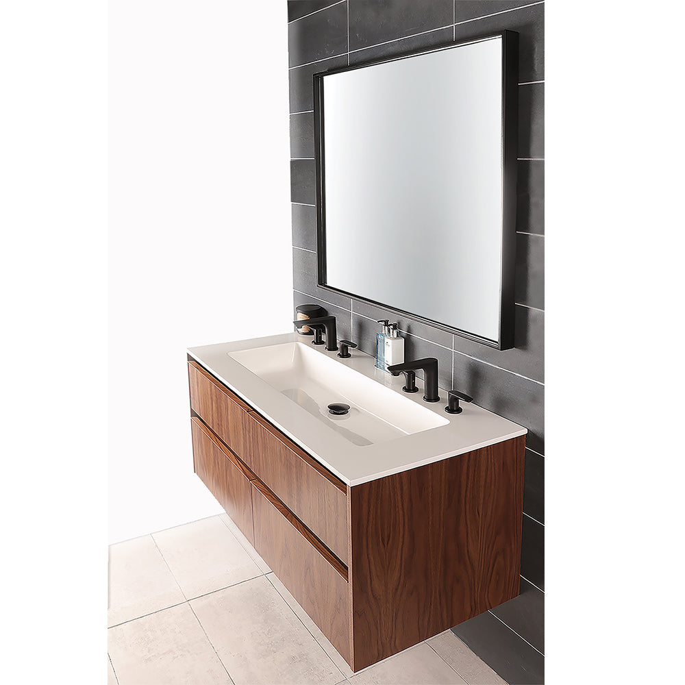 Wall-mount under-counter vanity with four drawers and plumbing notch in back. 47-3/4"W, 21-7/8"D, 20"H -  *Quick-ship Program Ash Gray - Maison&Co.