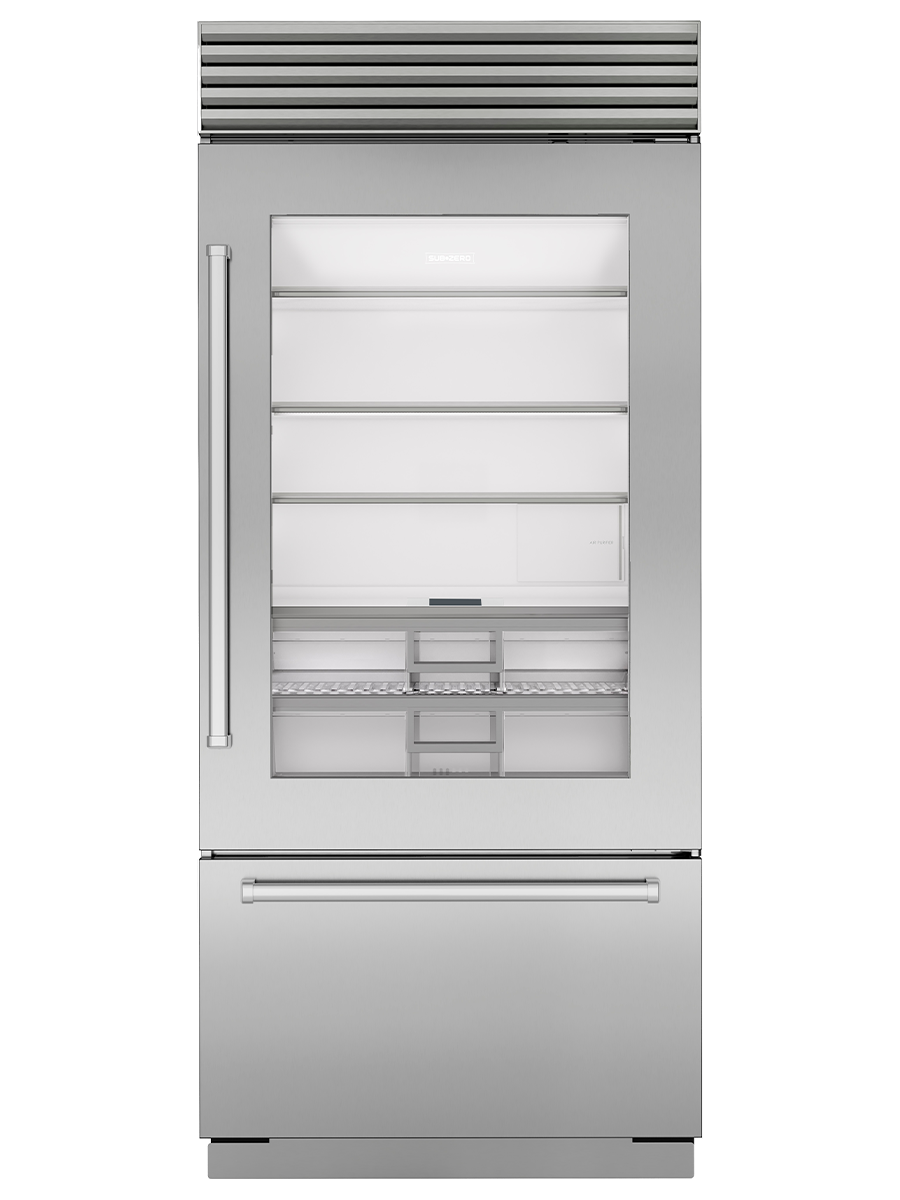 36" Classic Over-And-Under Refrigerator/Freezer With Glass Door