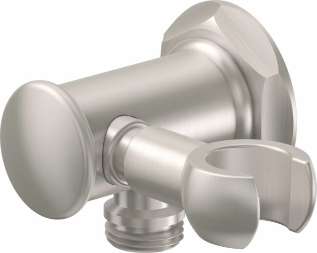 California Faucets - SH-25S-47-SN - Decorative Supply Elbow with Swivel Handshower Holder - Hex Base - Satin Nickel 