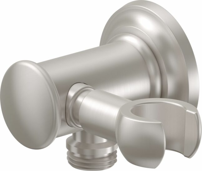 California Faucets - SH-25S-48-SN - Decorative Supply Elbow with Swivel Handshower Holder - Concave Base - Satin Nickel 