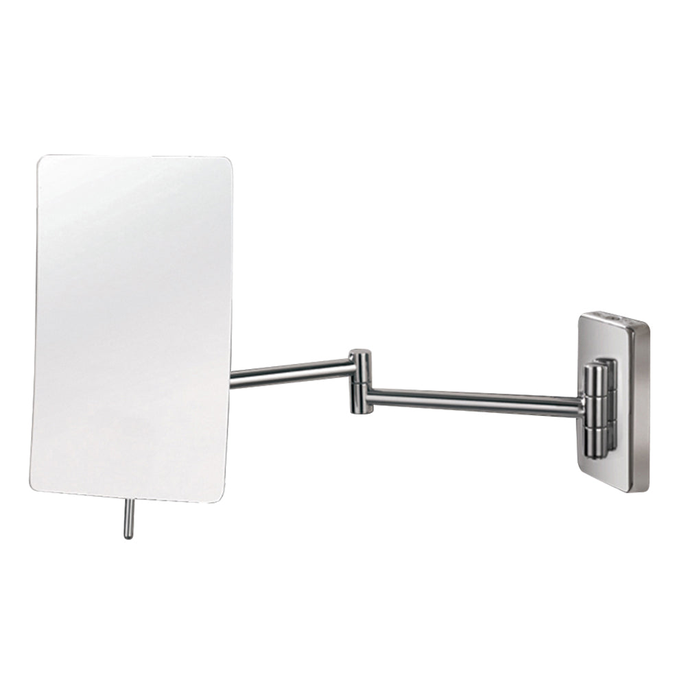 Rectangual wall-mounted 3x magnifying mirror with dual arm, W: 5 1/4” D: 14” H: 8 1/2”