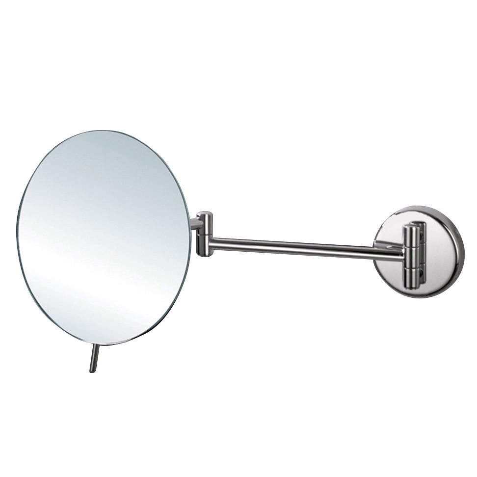 Wall mount 3 x magnifying mirror, adjustable with dual arm Diam: 8", D: 14 3/4"