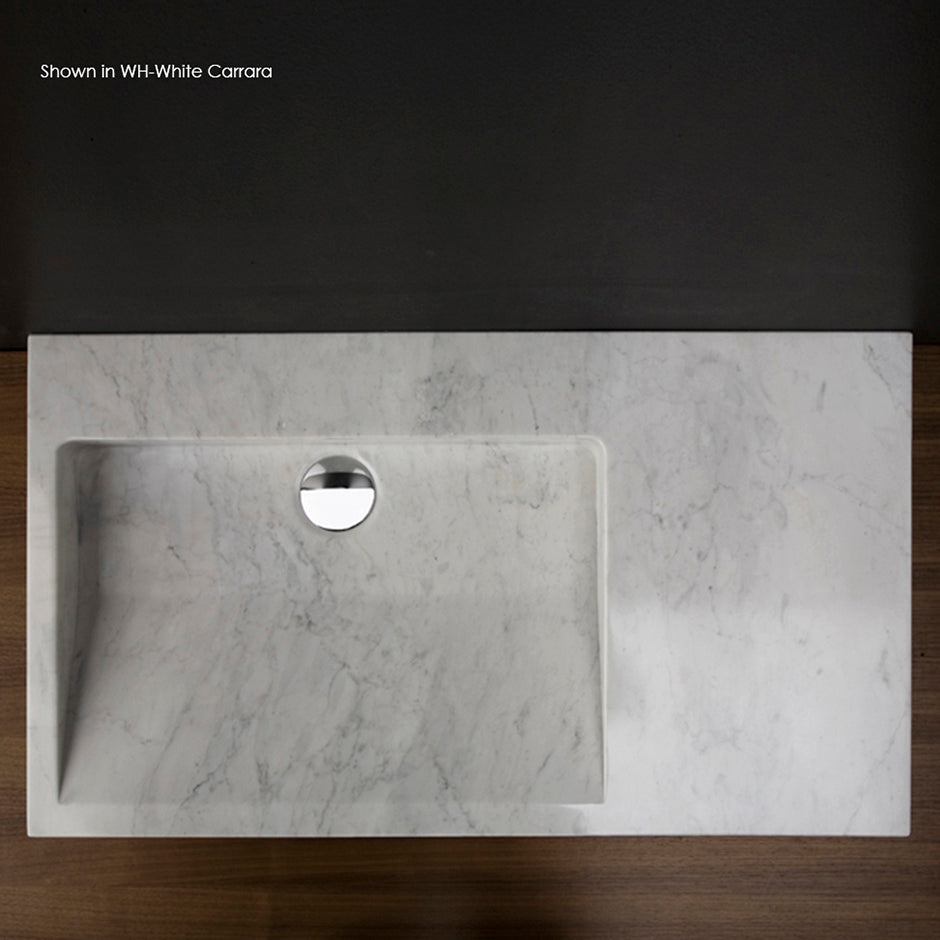 Vessel or vanity top Bathroom Sink made of natural stone, no overflow. Unfinished back. 32"W, 18"D, 3"H, no faucet holes